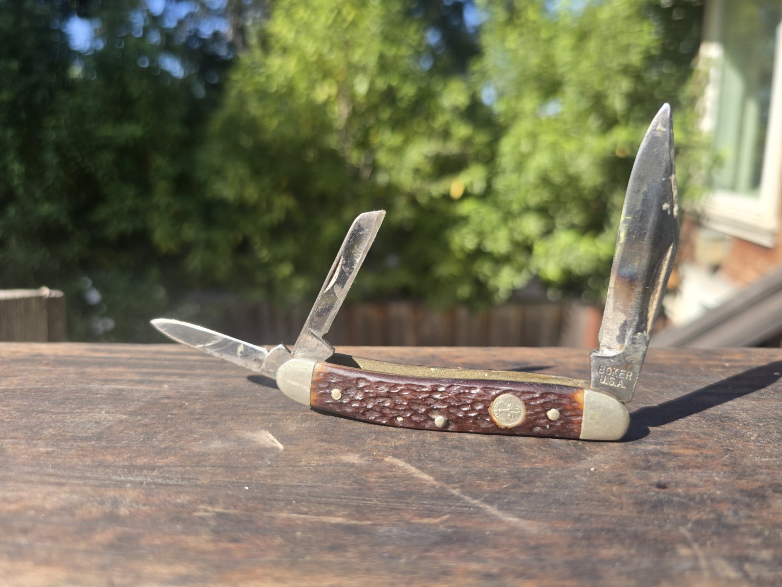 Boker Tree Brand Model 83113 3 Blade Folding Knife USA Boker Tree Brand Model 83113 3 Blade Folding Knife USA