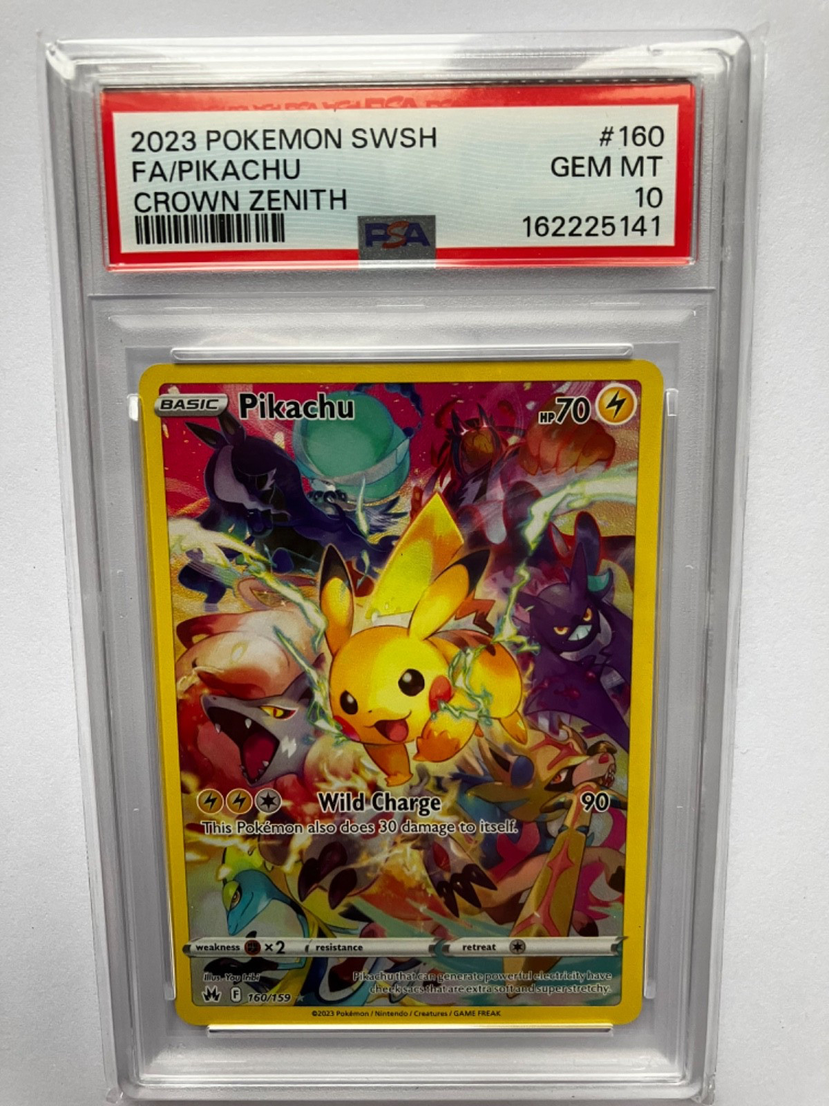 Crown Zenith Pikachu Holo Card 160/159 Secret Rare - PSA 10