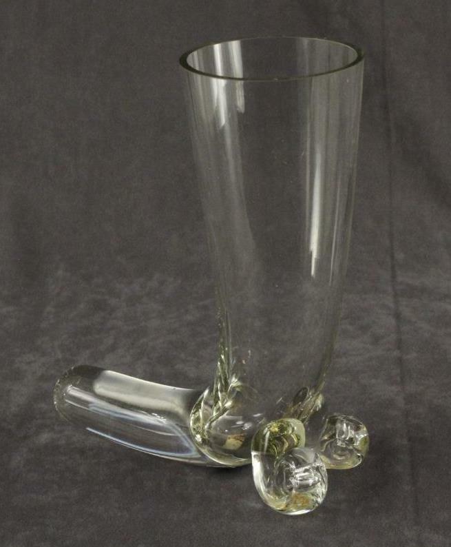 Vintage Crystal TOSCANY Footed CORNUCOPIA Horn Flower Vase 7.75\