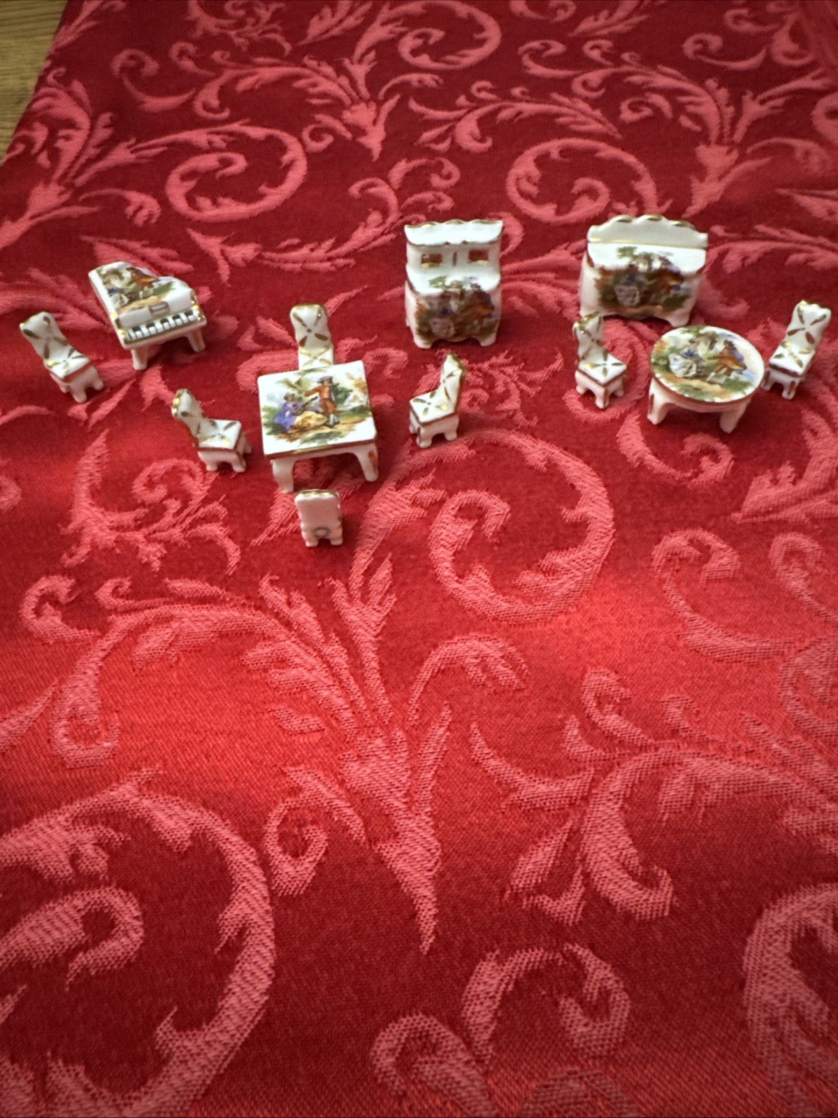 Limoges France Porcelain Miniature Furniture 12 piece set Limoges France Porcelain Miniature Furniture 12 piece set