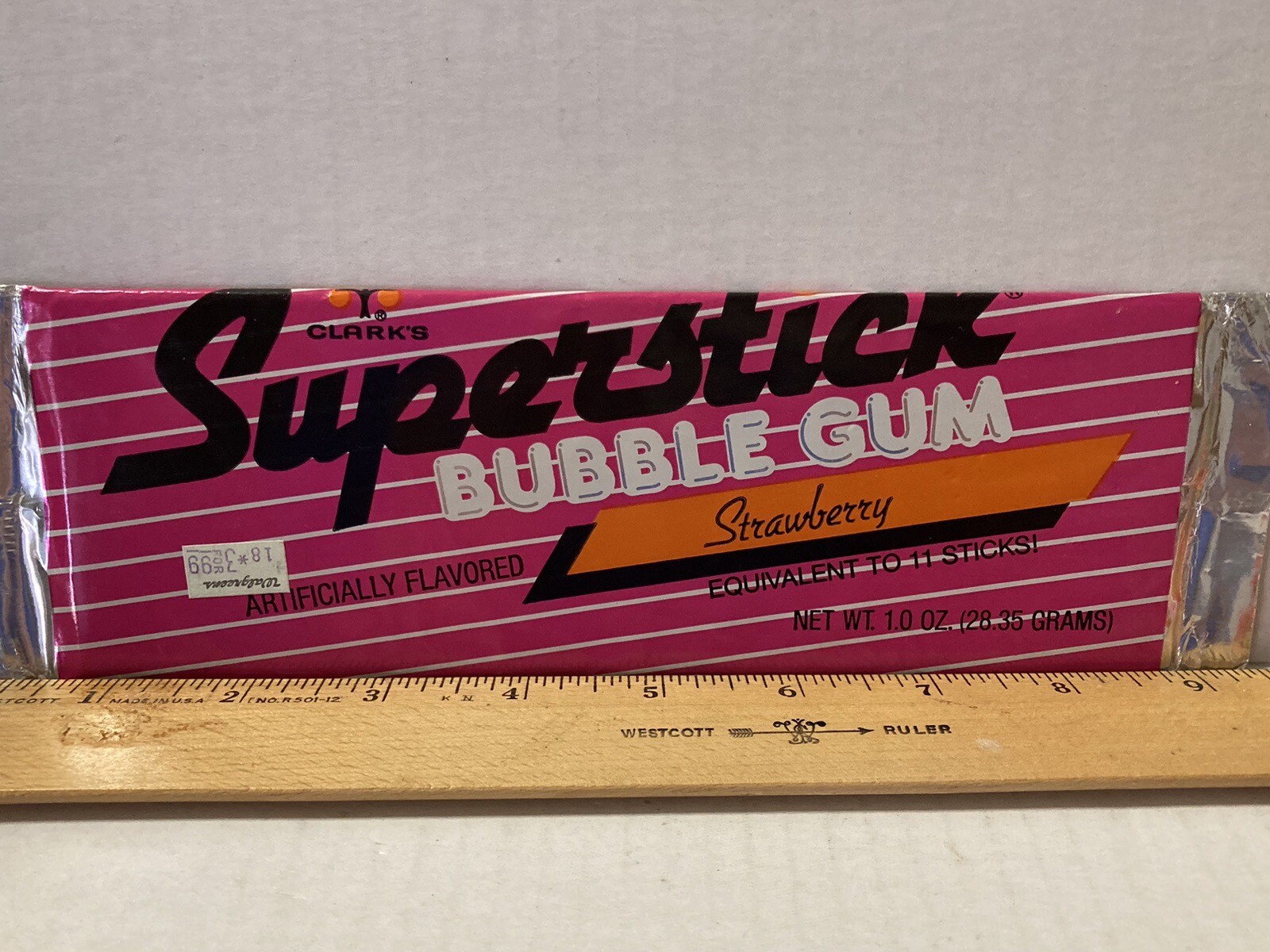 Vintage Clark 1980\'s Clark\'s SUPERSTICK STRAWBERRY Bubble Gum 9.5\