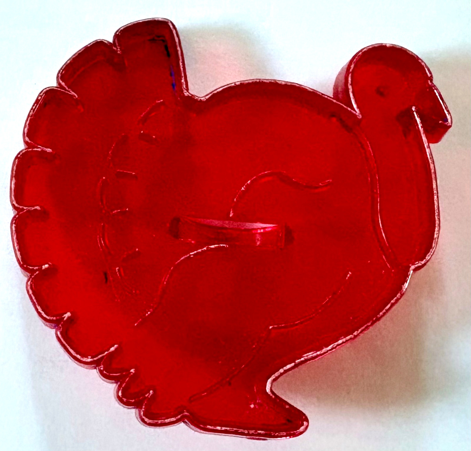 Vintage Life-Like Red Plastic Turkey Cookie Cutter Made in USA 3¼\