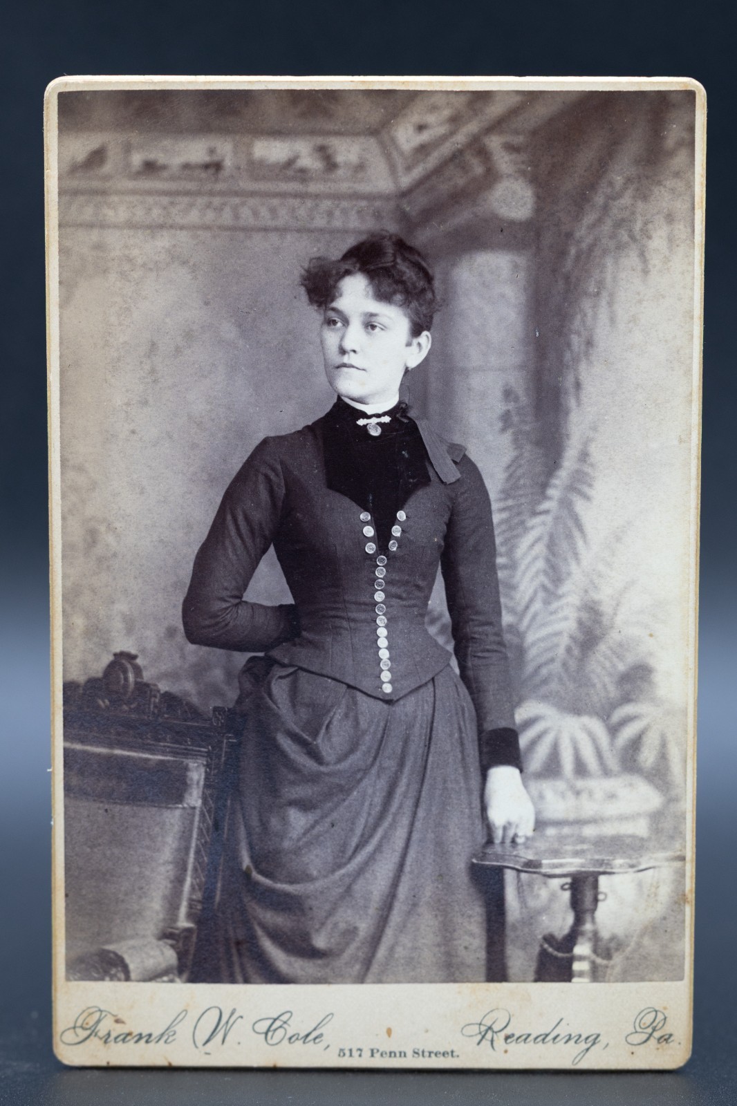 Antique c1880s Cabinet Card Sophisticated Woman Fashion Frank W Cole Reading PA Antique c1880s Cabinet Card Sophisticated Woman Fashion Frank W Cole Reading PA