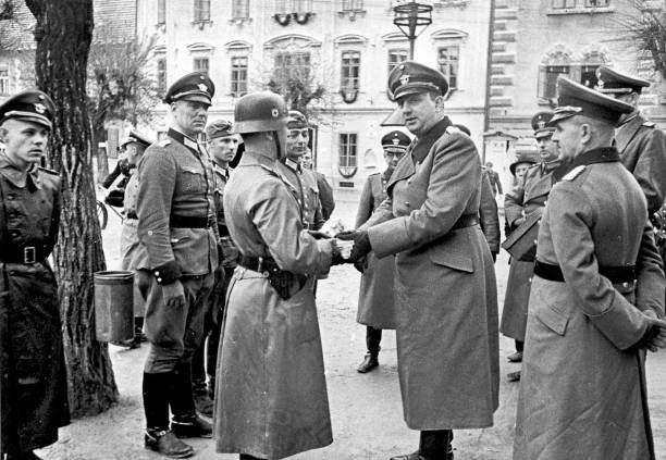 General Kurt Daluege German politician visiting troops German poli- Old Photo