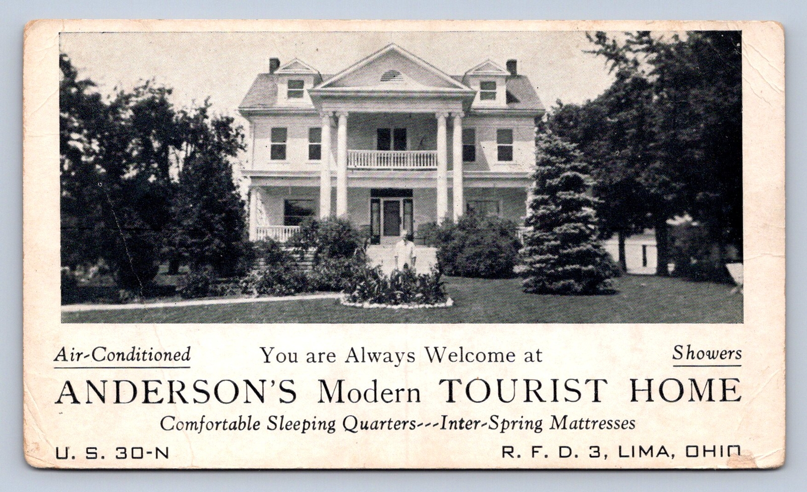 K3/ Lima Ohio Postcard c1930s Anderson\'s Modern Tourist Home  262