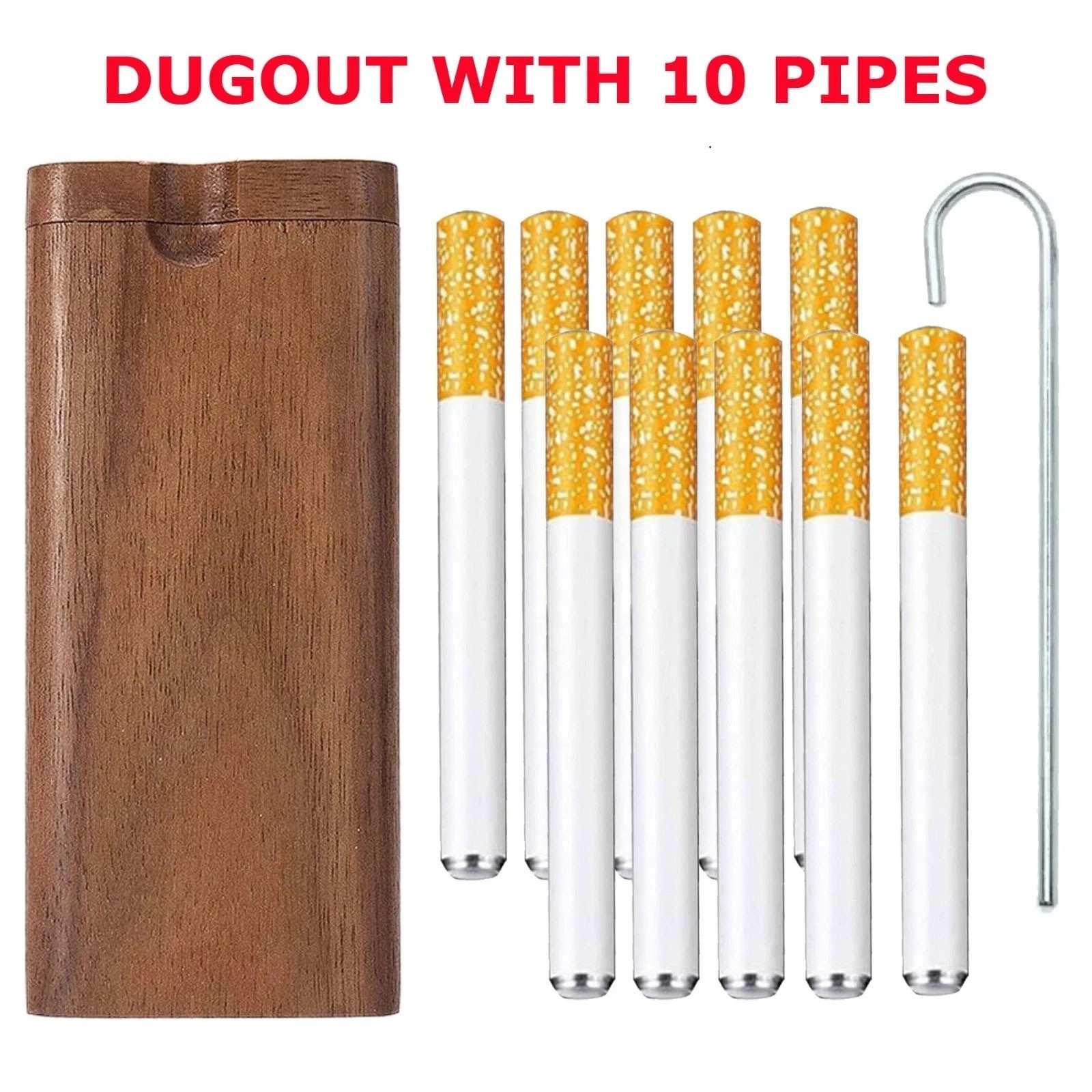 12P Wooden Dugout Pipe Self Cleaning Metal Bat Poker Smoking Pipe One Hitter Kit 12P Wooden Dugout Pipe Self Cleaning Metal Bat Poker Smoking Pipe One Hitter Kit
