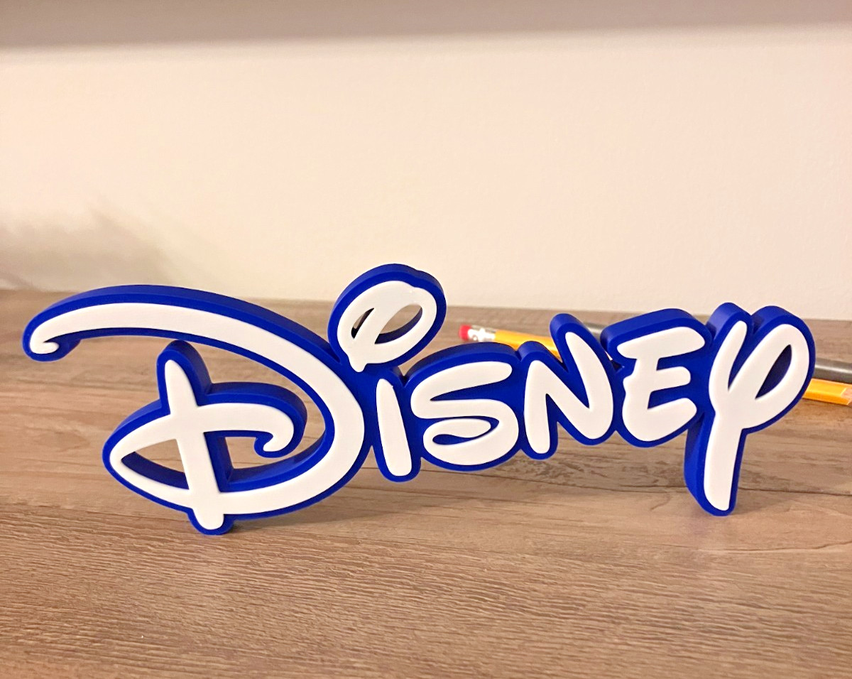 Disney 3D printed logo fan art sign wall shelf display desk blue white