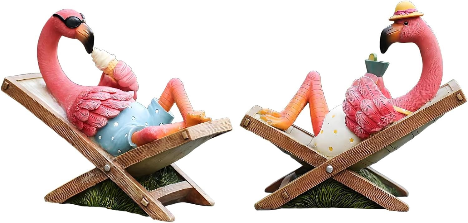 2Pcs Pink Flamingo Figurines Resin Flamingo Bird Sculpture,Small Flamingo Orn... 2Pcs Pink Flamingo Figurines Resin Flamingo Bird Sculpture,Small Flamingo Orn...
