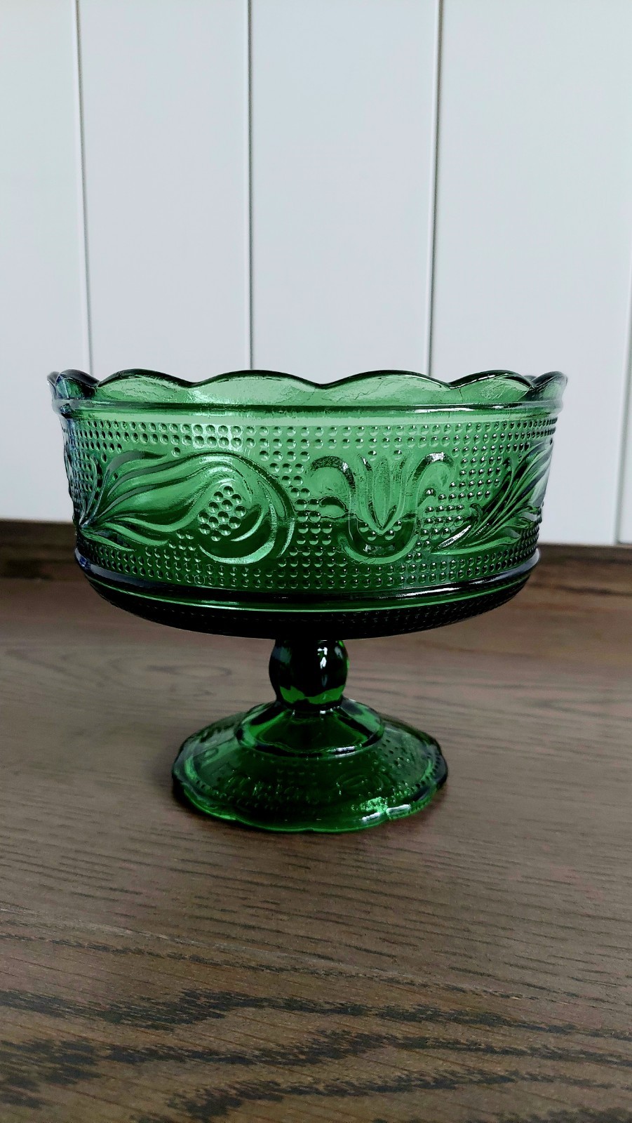 Vintage Green Candy Dish Glass E O Brody Company rare Compote