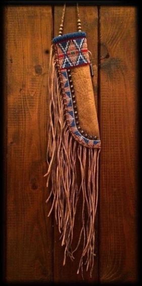 Native American Sioux Style Handmade Knife Sheath Indian Beaded Knife Sheath