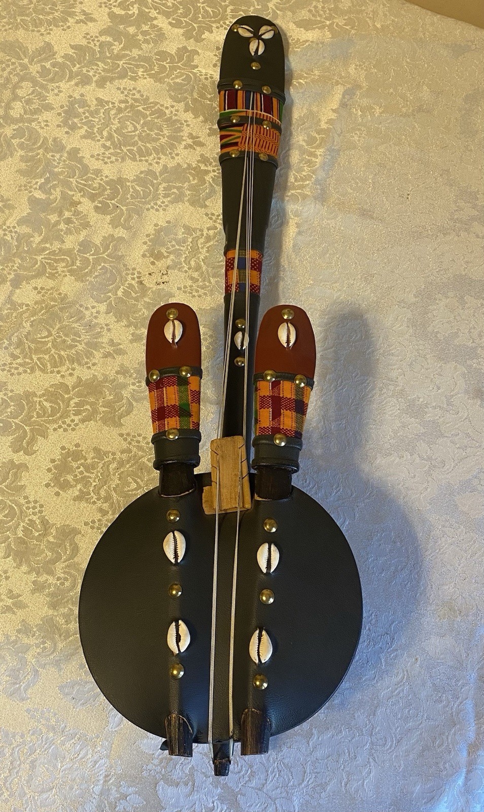 African Gourd Guitar Made In Ghana Hand Carved Folk Art