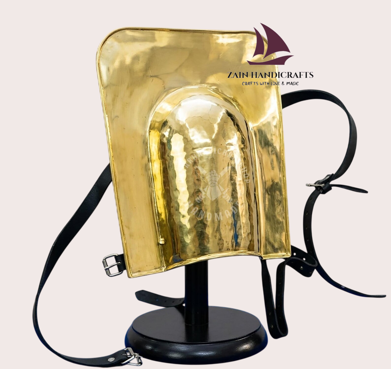 ZAIN Roman Gladiator Shoulder Guard 18 Gauge Brass Galerus Armor Handcrafted