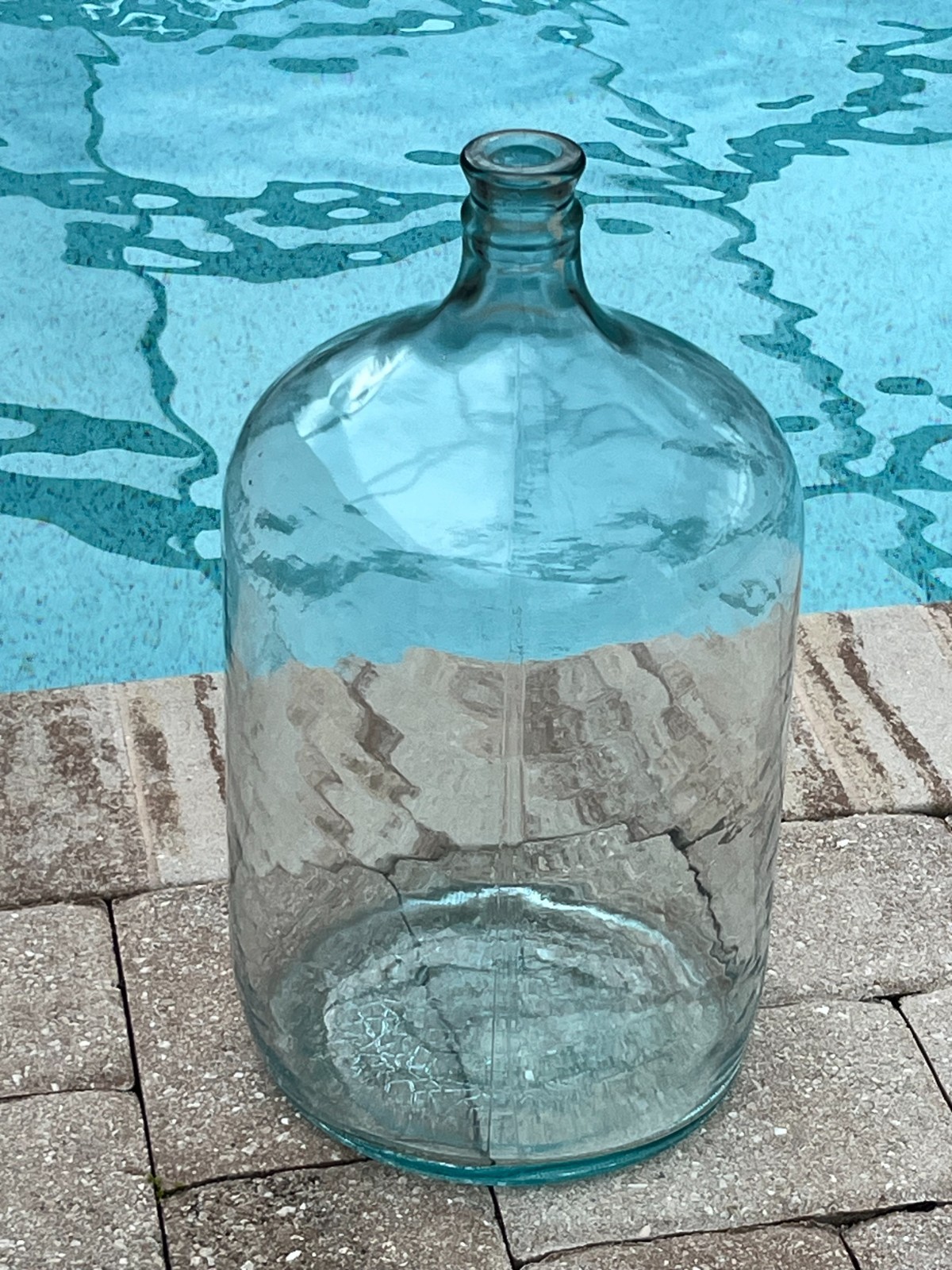 Vintage Owens-Illinois 5 Gallon aqua blue Glass Carboy Water Jug