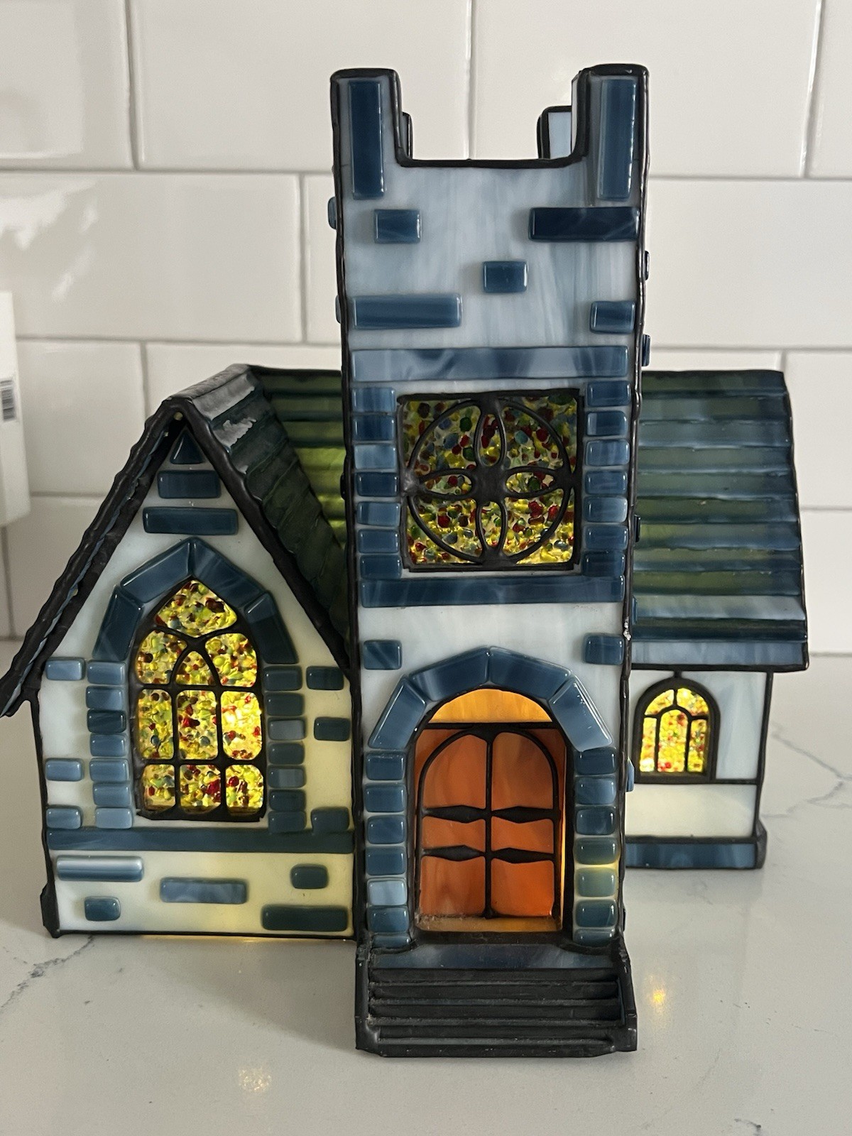 VTG-Forma Vitrum Trinity Church Stained Glass Lighted House Vitreville Retired VTG-Forma Vitrum Trinity Church Stained Glass Lighted House Vitreville Retired