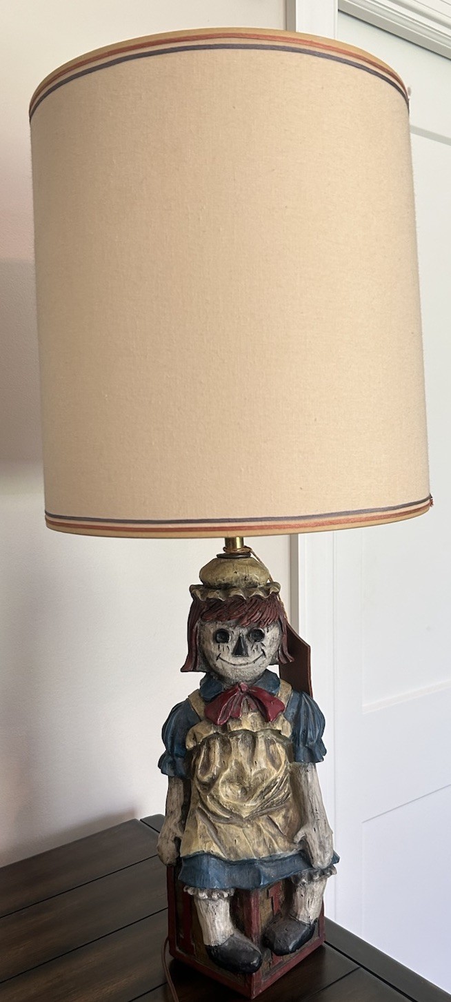 Vtg Ranch Craft Originals RAGGEDY ANN Hand Carved And Painted Wooden TABLE LAMP