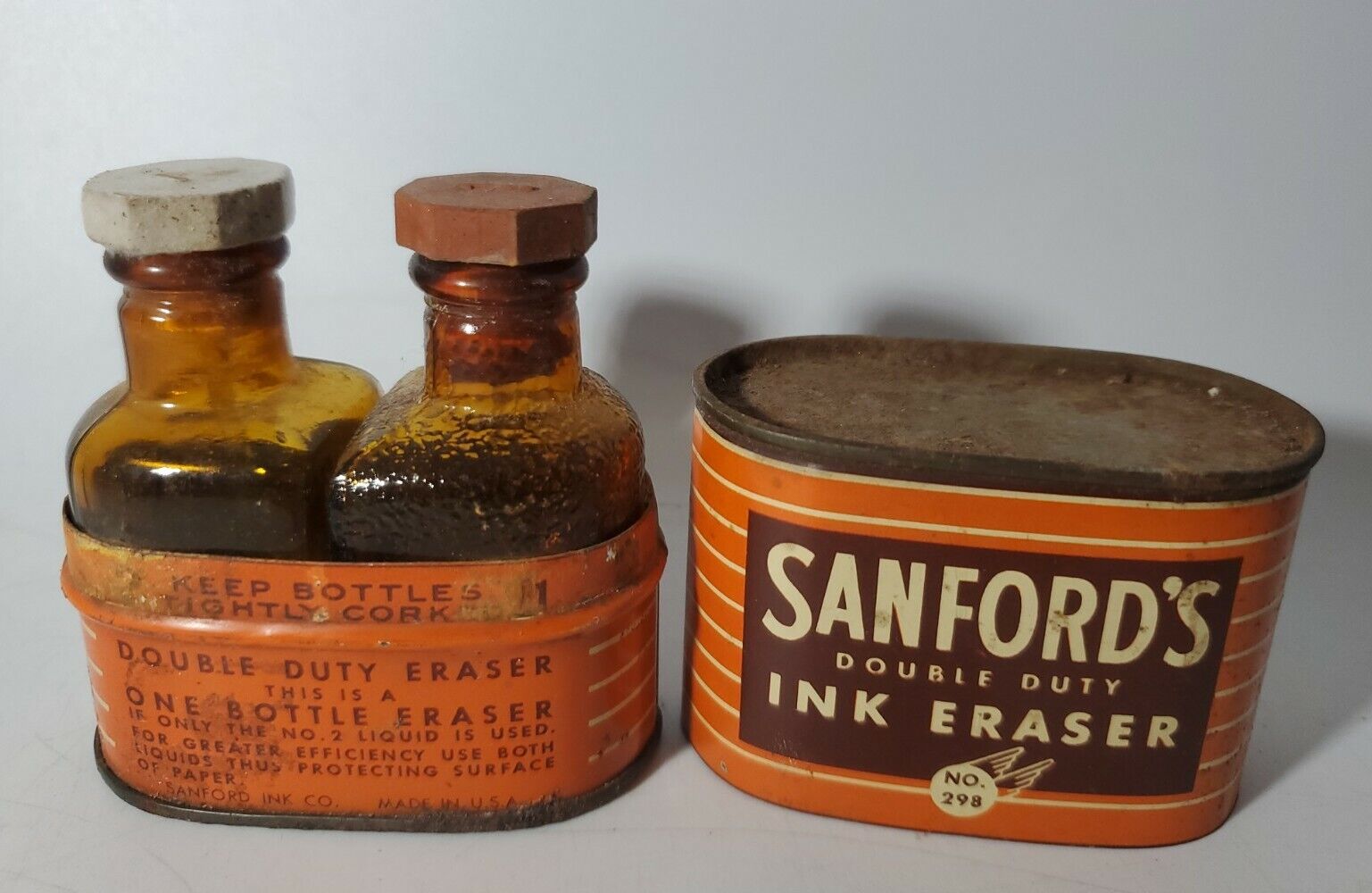 Vintage Sanford's Double Duty Ink Eraser Set Advertising Collectible Tin