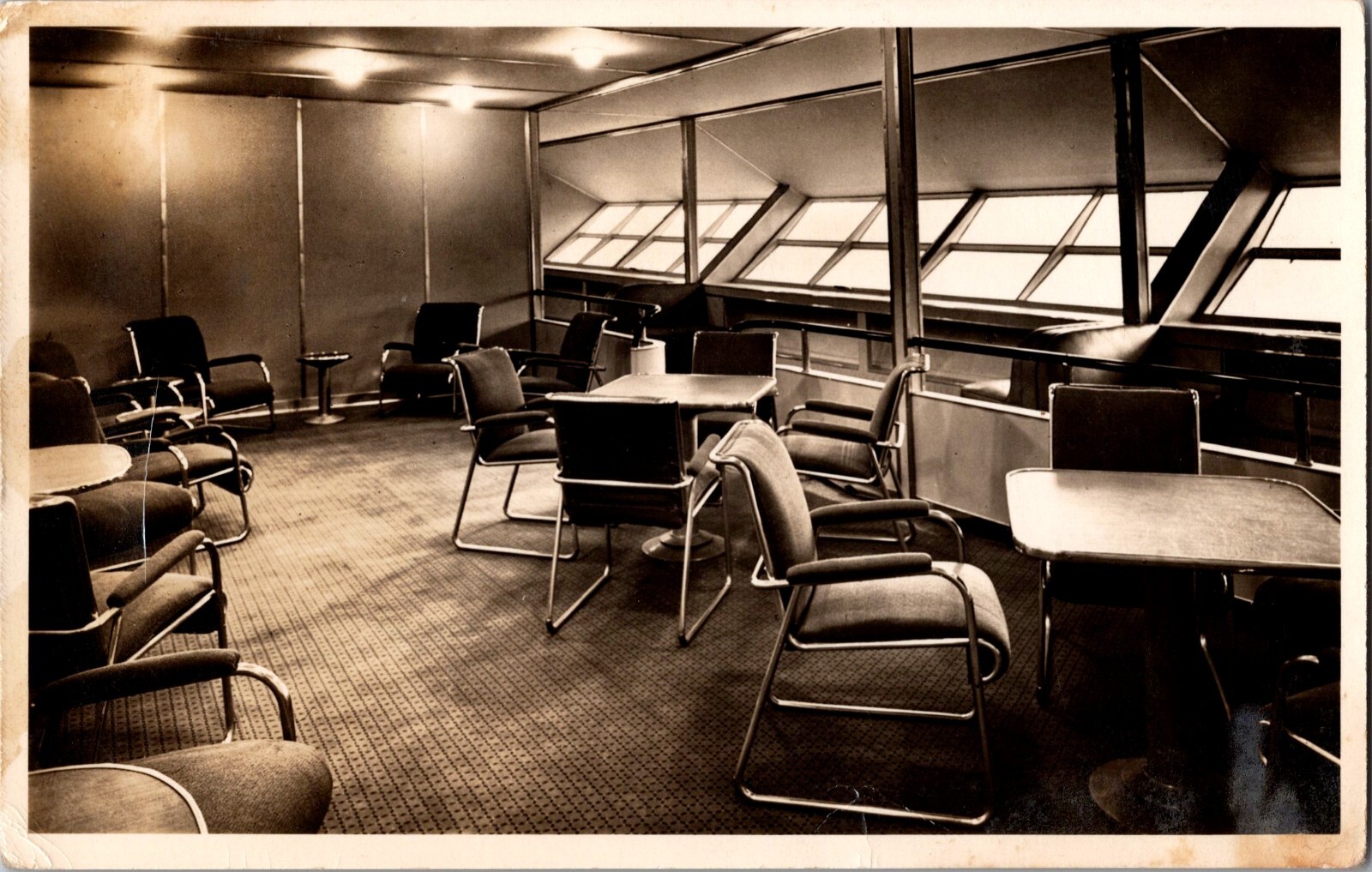 1935 Germany RPPC Postcard Cover LZ 129 Hindenburg Zeppelin Hall Lounge