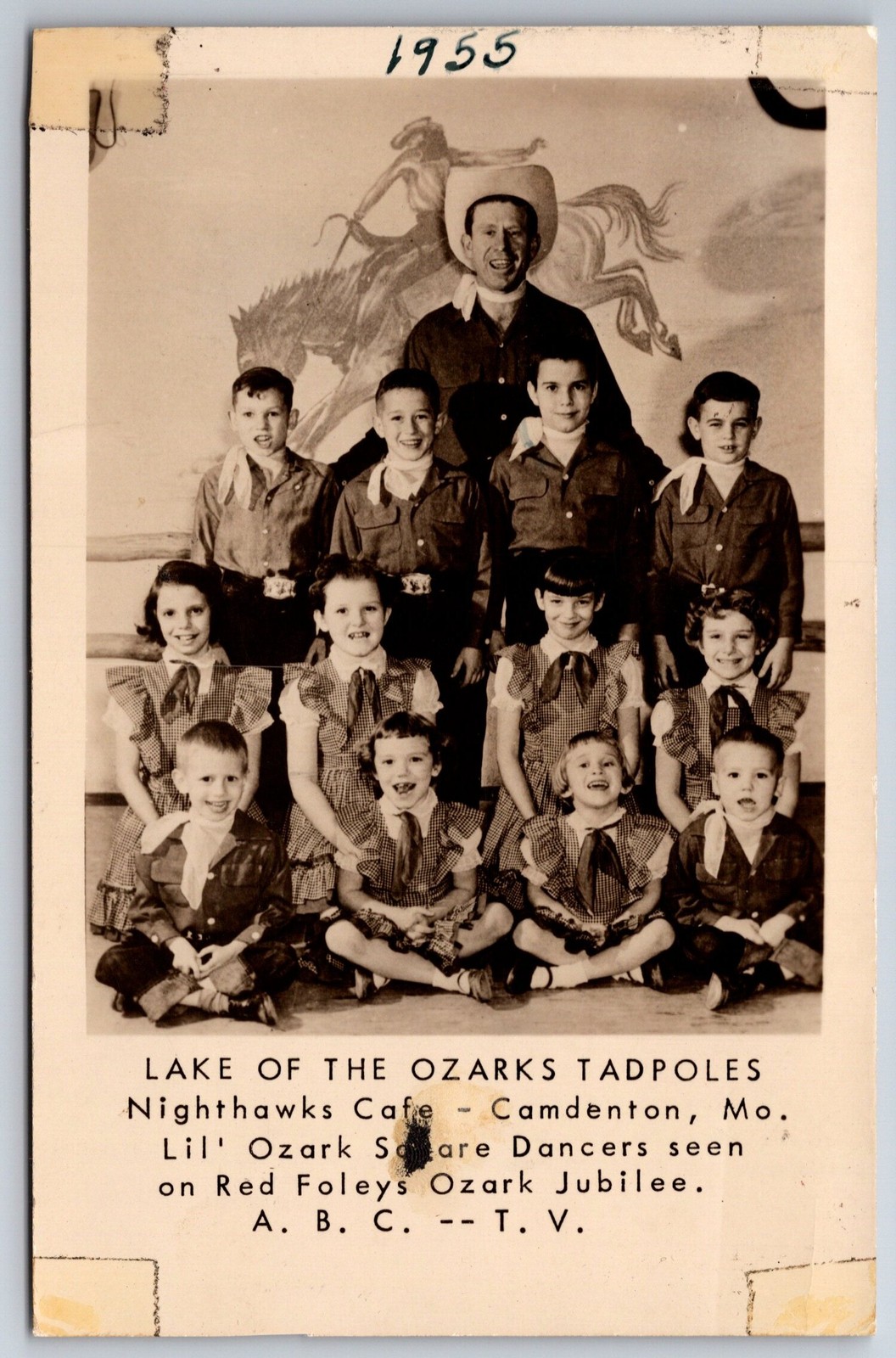 Camdenton MO~ABC TV Red Foley Ozark Jubilee~Tadpoles~Cowboy Kids~1955 RPPC