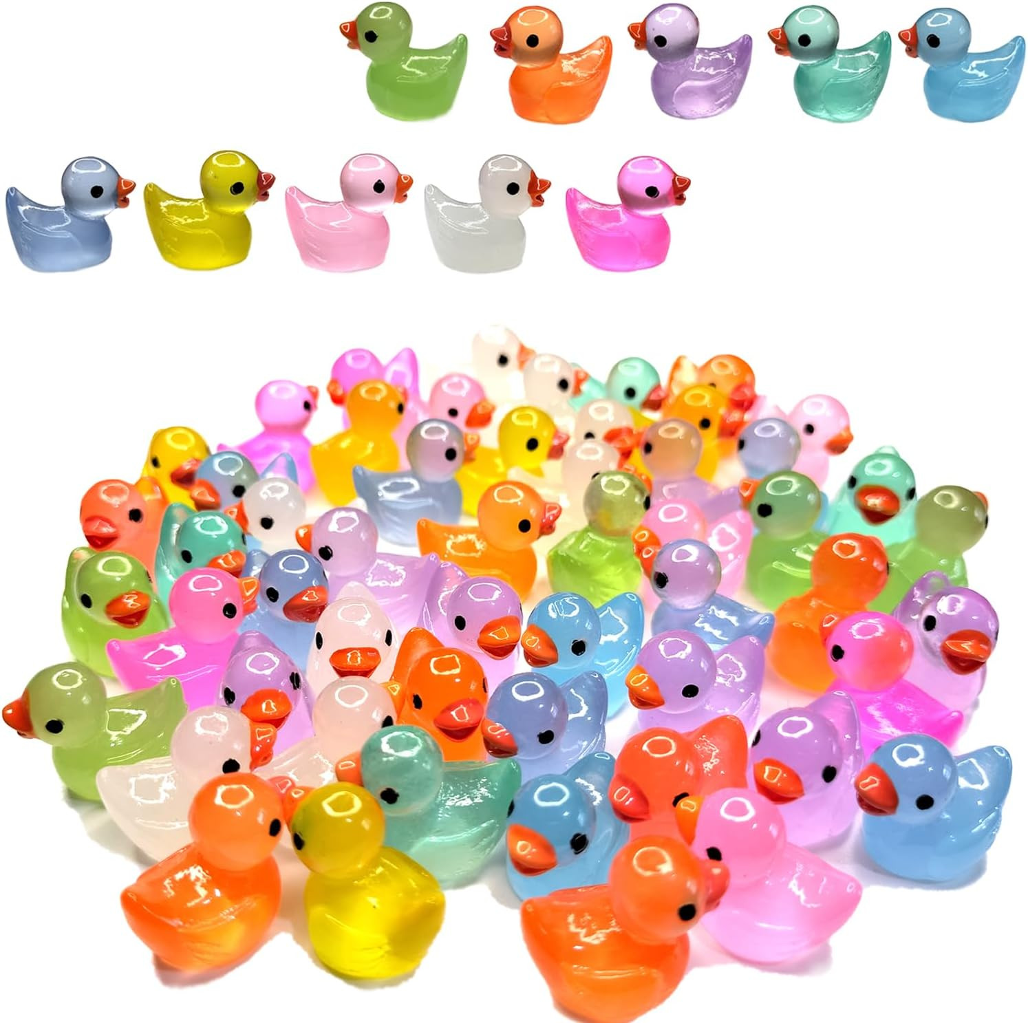 100 Pcs Luminous Mini Resin Ducks Tiny Glow in the Dark Duck Micro 100 Pcs Luminous Mini Resin Ducks Tiny Glow in the Dark Duck Micro