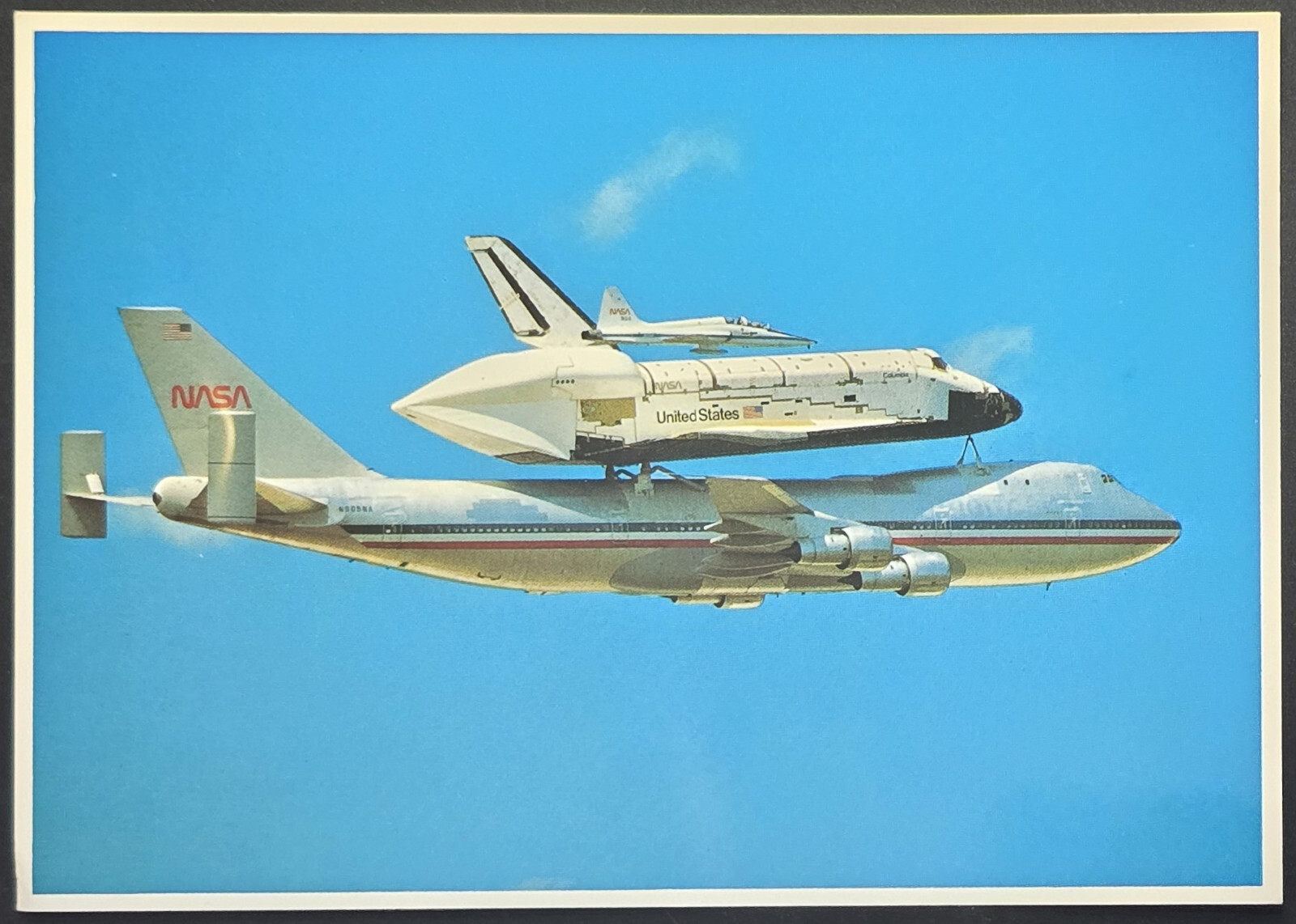 1982 NASA Space Shuttle Columbia on Boeing 747 Vintage Postcard Impact Photo 1982 NASA Space Shuttle Columbia on Boeing 747 Vintage Postcard Impact Photo