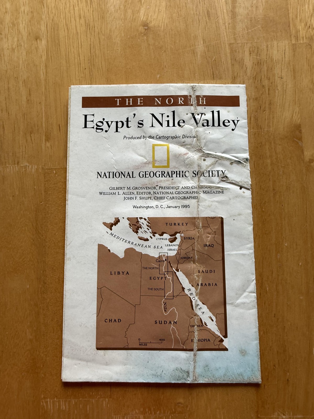Vintage 1995 National Geographic Egypt\'s Nile Valley Fold-Out Map Supplement