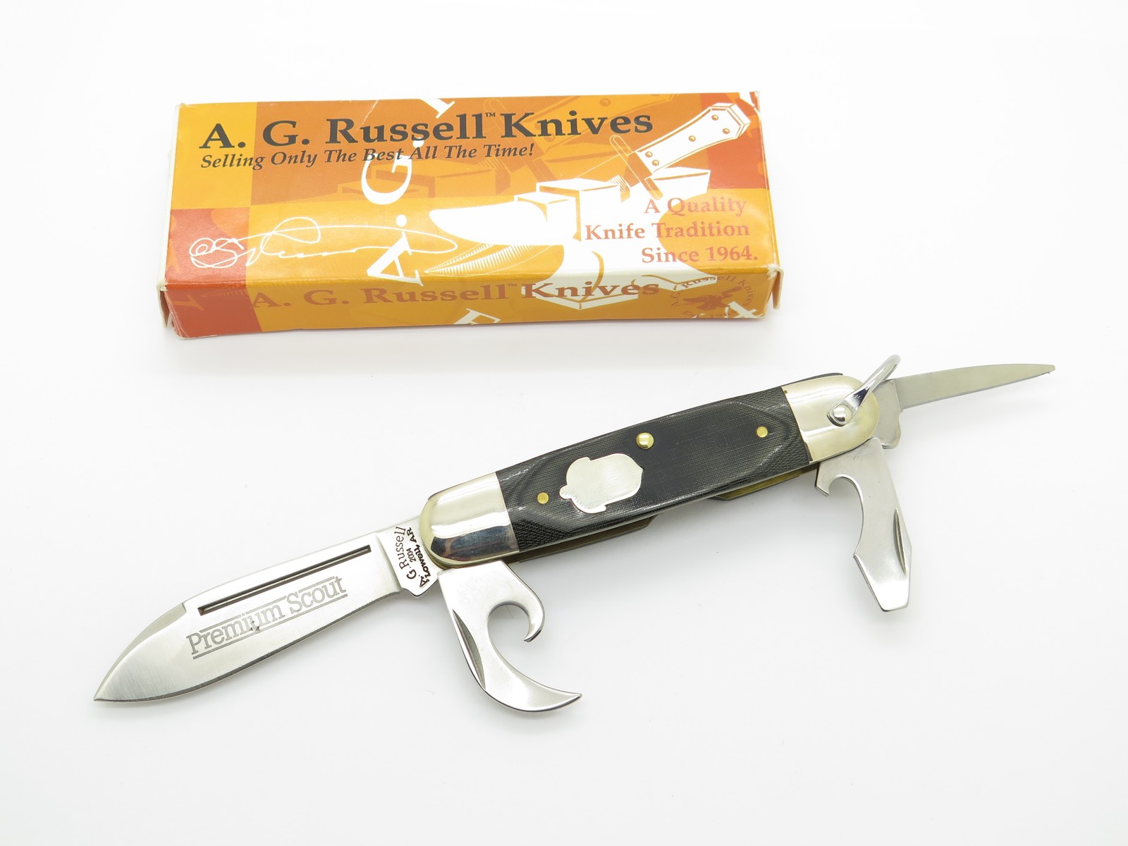 Vintage 2004 AG Russell USA Micarta Handle Folding Premium Scout Pocket Knife Vintage 2004 AG Russell USA Micarta Handle Folding Premium Scout Pocket Knife