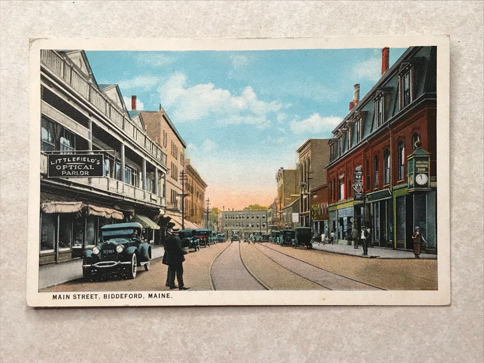 O793 Vintage Postcard Main Street Biddeford Maine ME Artwork Street View O793 Vintage Postcard Main Street Biddeford Maine ME Artwork Street View