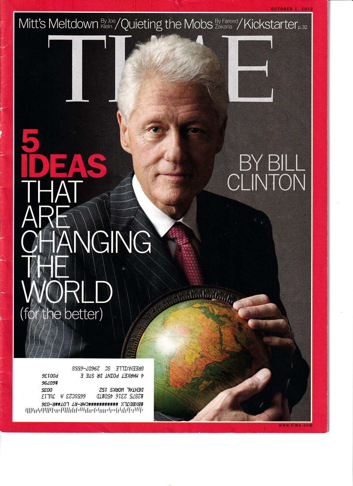 President Bill Clinton October 1 2012 TIME magazine issue (complete)