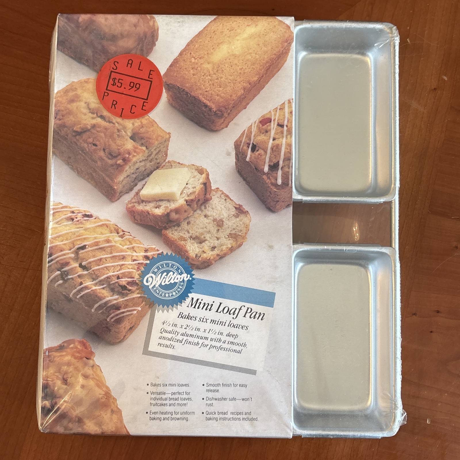 WILTON Mini Loaf Pan 6 Cavity Aluminum Bakeware VTG 1991 SEALED / NEW