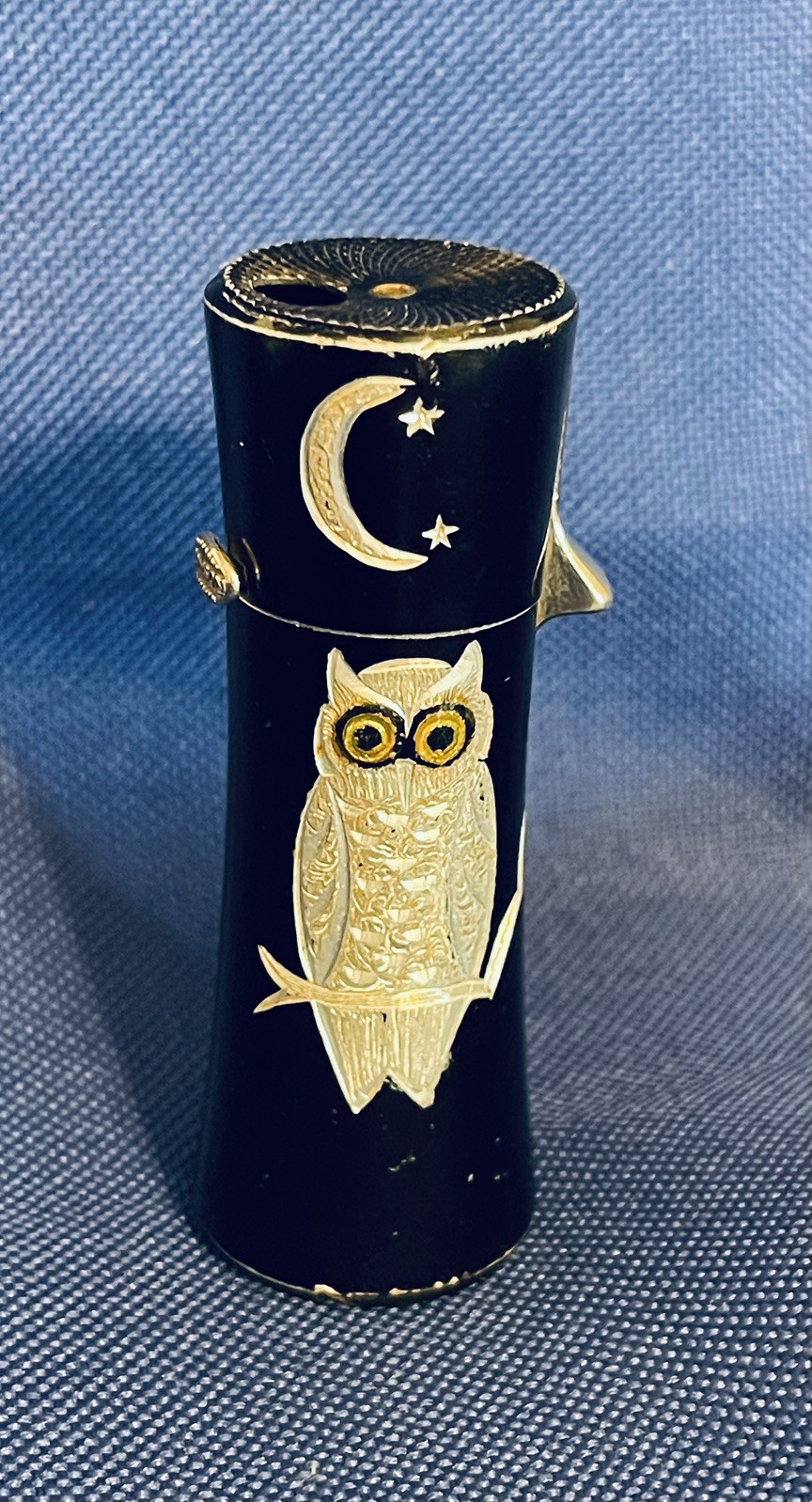 Vintage Ronson Owl Moon Stars Varaflame Butane Lighter 