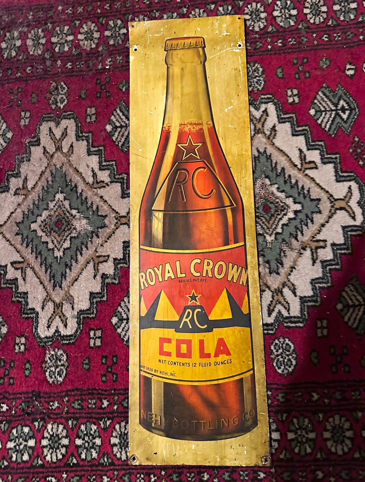 🥤 Vintage 1936 Royal Crown Cola (RC) Advertising Sign — Original Tin 🥤 Vintage 1936 Royal Crown Cola (RC) Advertising Sign — Original Tin