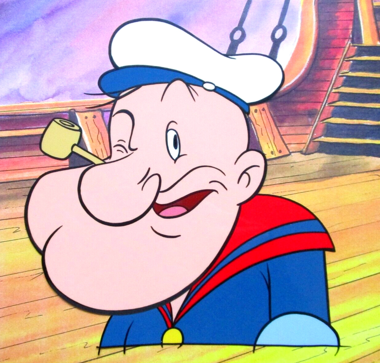 POPEYE sailor 1980\'s HANNA-BARBERA ORIGINAL PRODUCTION CEL pipe muscles hat boat POPEYE sailor 1980\'s HANNA-BARBERA ORIGINAL PRODUCTION CEL pipe muscles hat boat