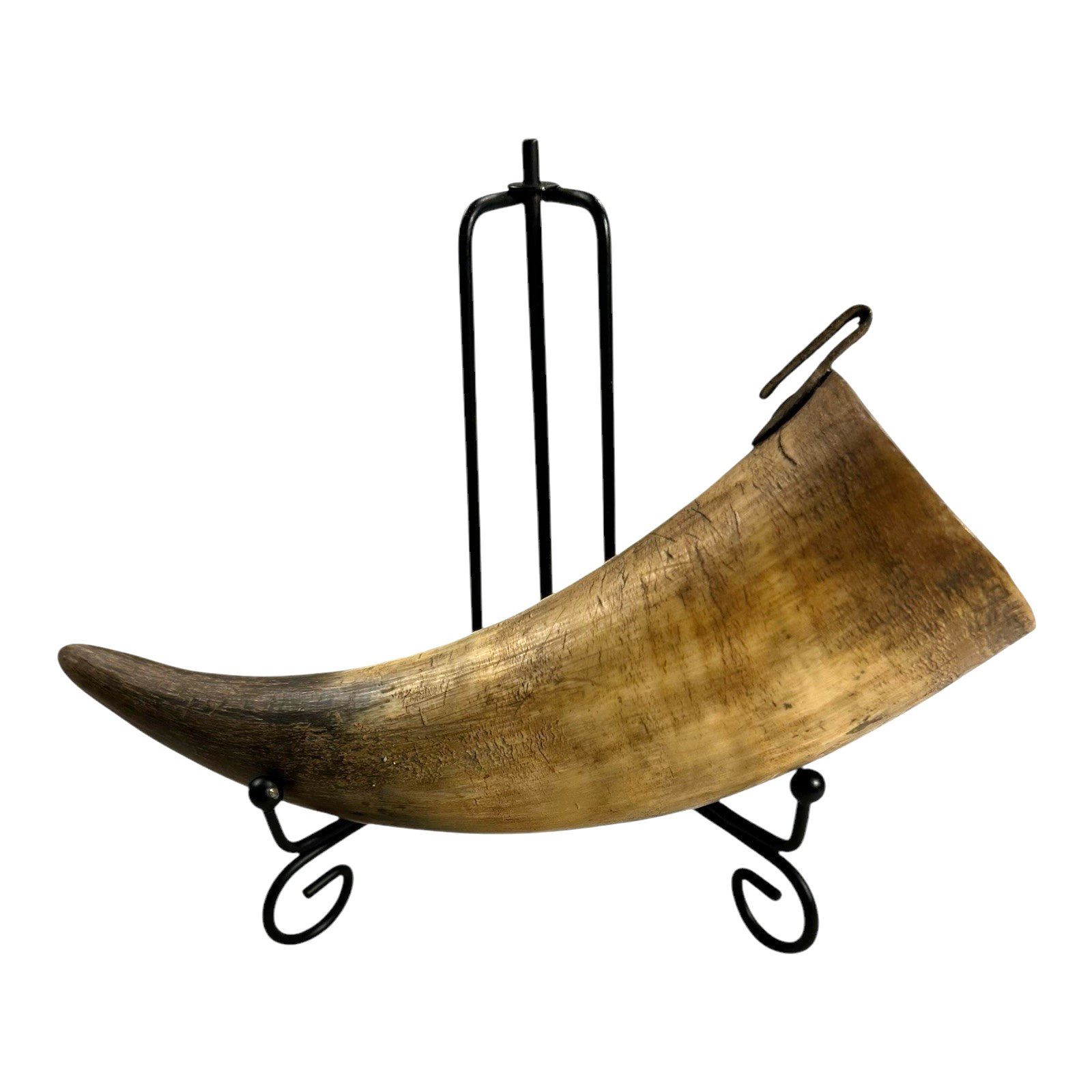 Antique Handmade Real Horn Drinking Cup with Iron Belt Hook Antique Handmade Real Horn Drinking Cup with Iron Belt Hook
