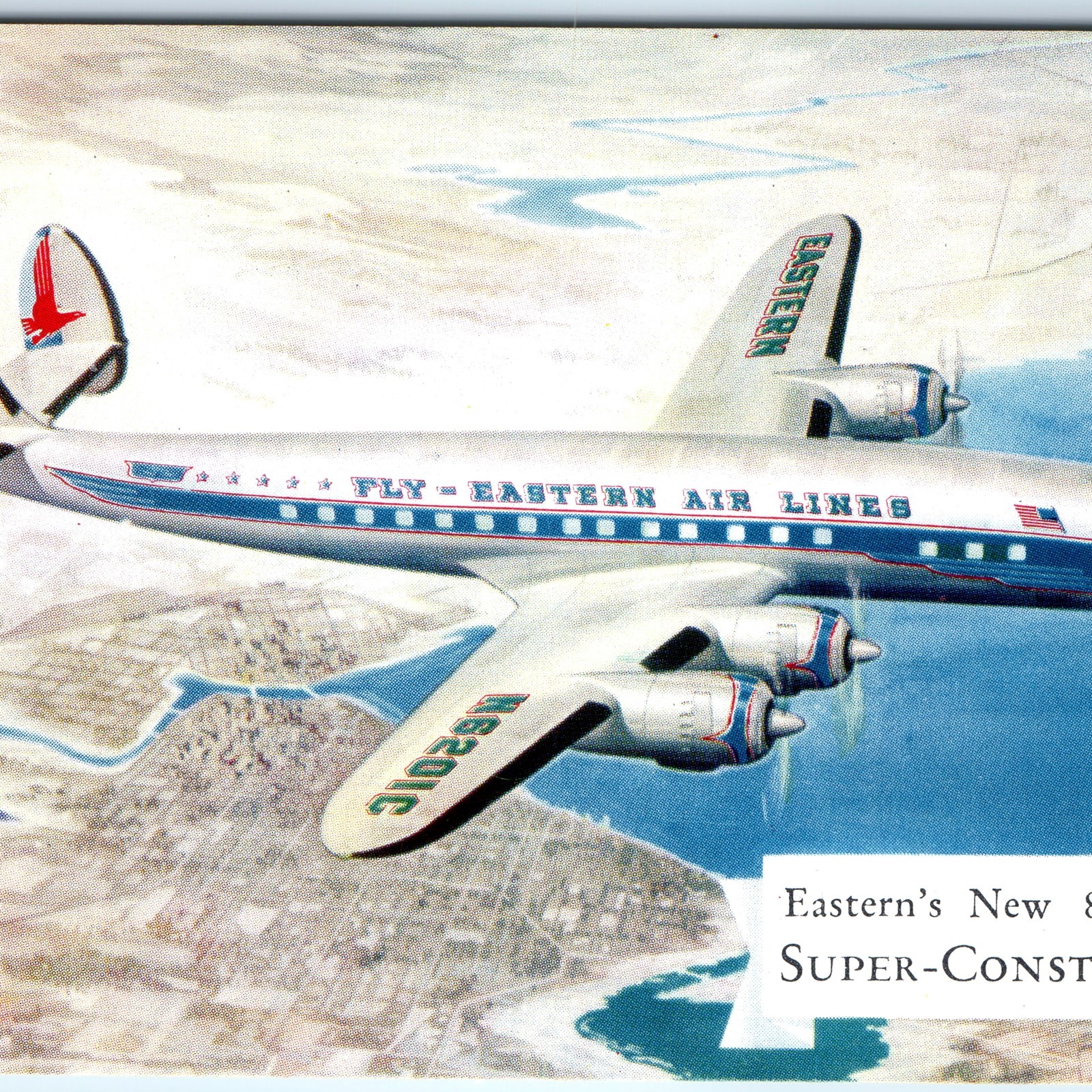 c1950s Miami, USA Eastern Air Lines Super-Constellation 88-Passenger Plane A359