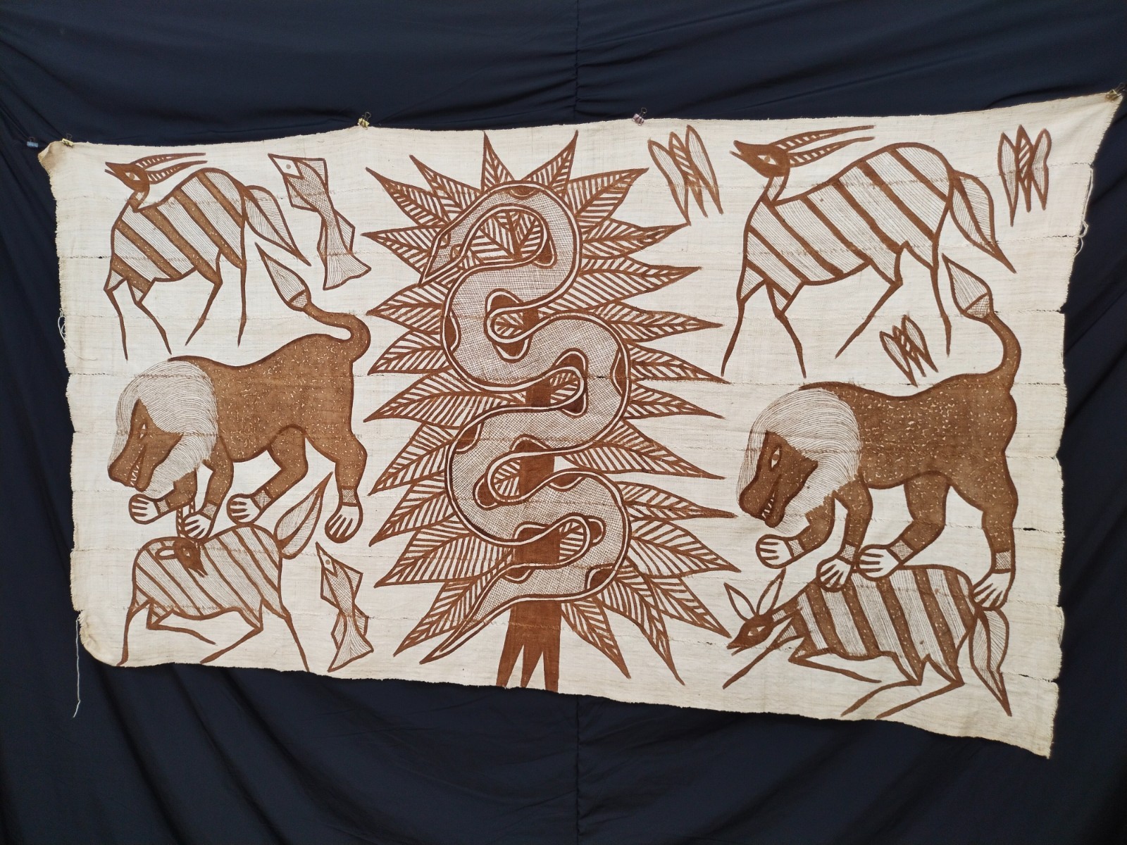 Authentic Vintage Korhogo Cloth – African Tribal Mud Cloth Textile Art A24 Authentic Vintage Korhogo Cloth – African Tribal Mud Cloth Textile Art A24