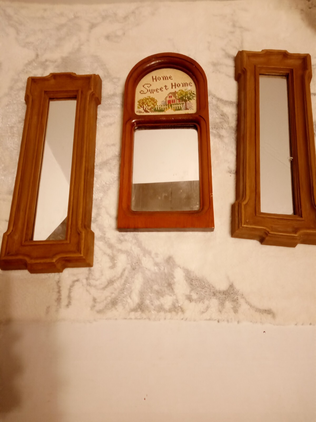 3 Vintage Rectangle Wall Mirror Brown Wood Frame 15\