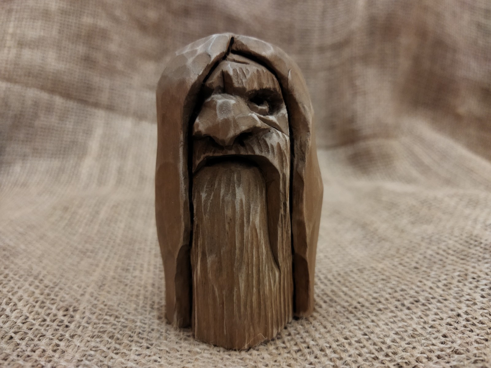 Rustic Hand Carved Wood Spirit Statue Linden Wood Folk Art 3.7\ Rustic Hand Carved Wood Spirit Statue Linden Wood Folk Art 3.7\