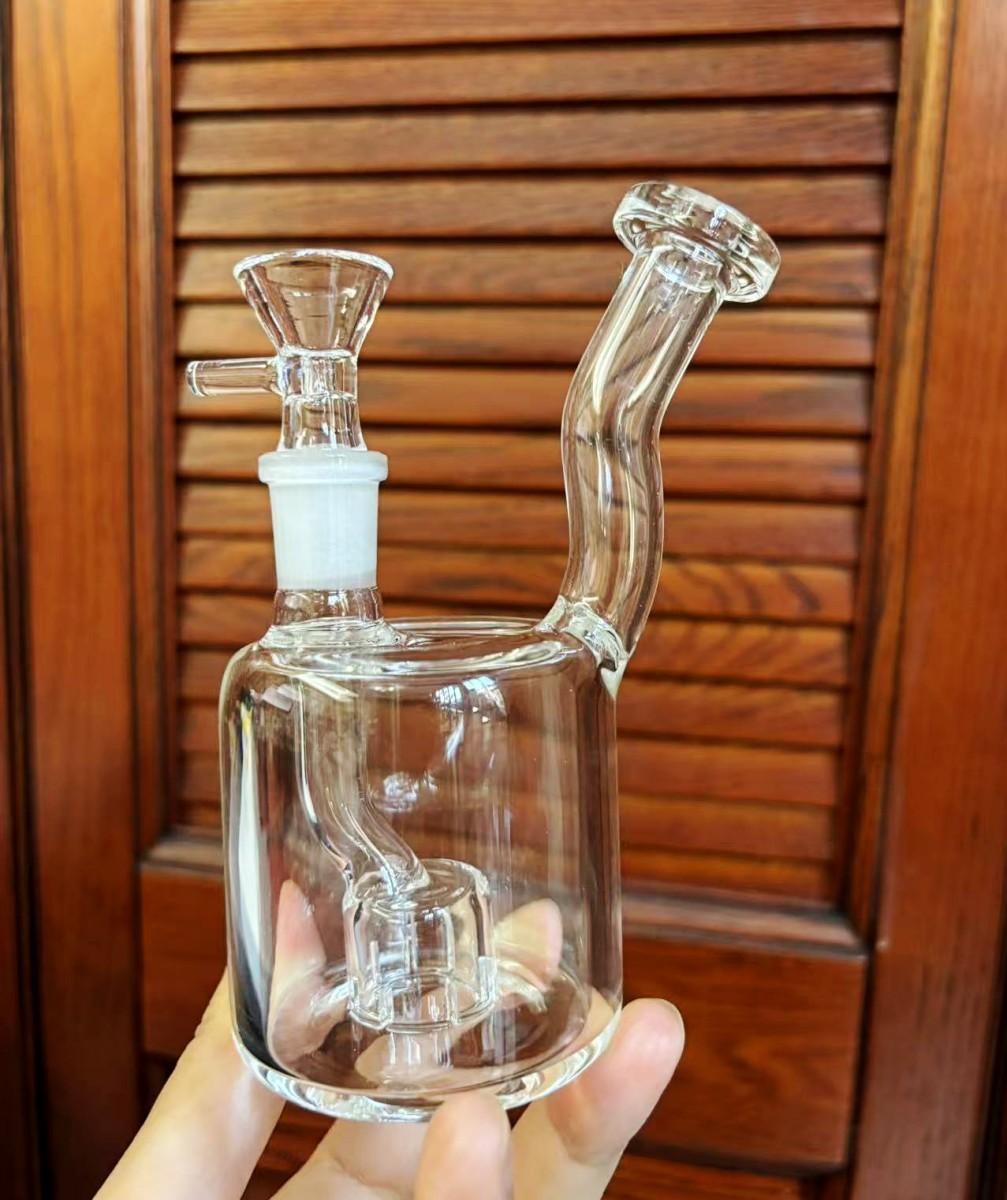 small glass bong bent neck glass percolator 6inch rig Helix Water Hookah 14mm