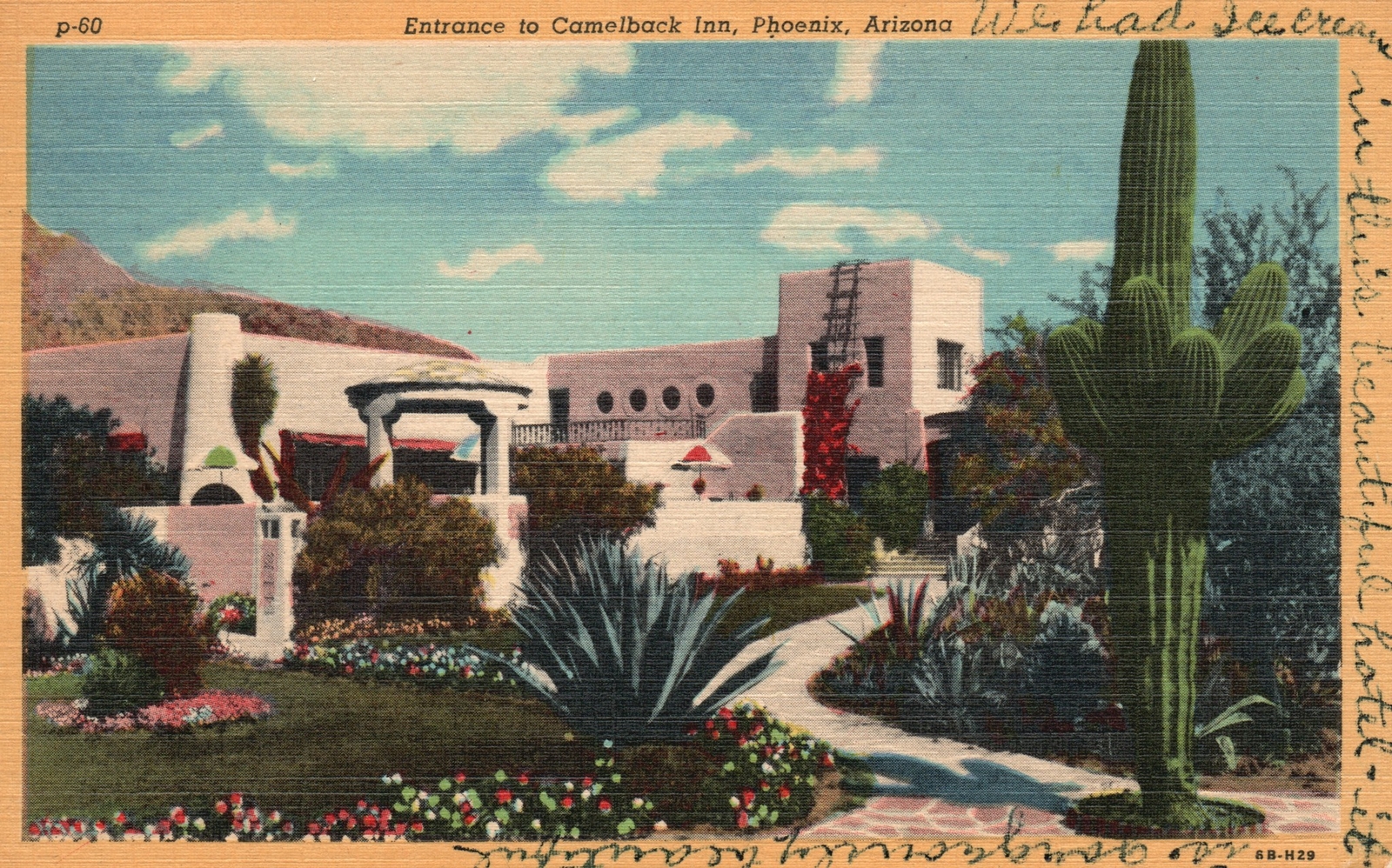Entrance To Camelback Inn Winter Resort Phoenix Arizona AZ Vintage Postcard 1952 Entrance To Camelback Inn Winter Resort Phoenix Arizona AZ Vintage Postcard 1952