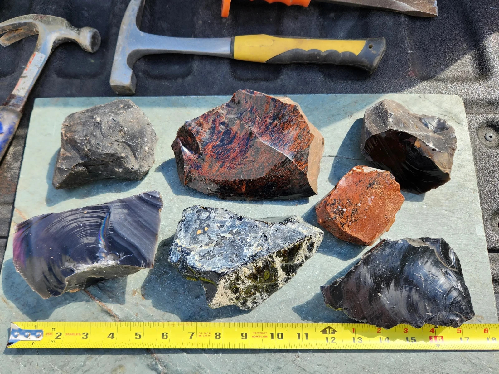 7 Piece Rough Obsidian Variety Collection, 9+ lbs, Mahogany, Gold Sheen, Rainbow