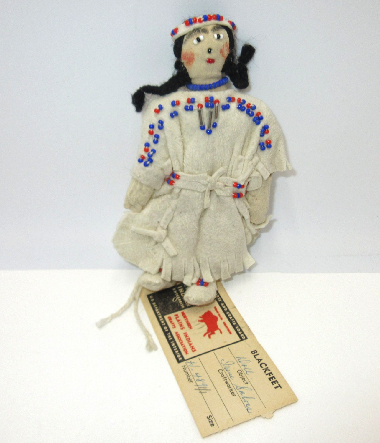 Vtg Irene Sabors Blackfeet Native American Doll Certified Crafts Leather Beaded Vtg Irene Sabors Blackfeet Native American Doll Certified Crafts Leather Beaded