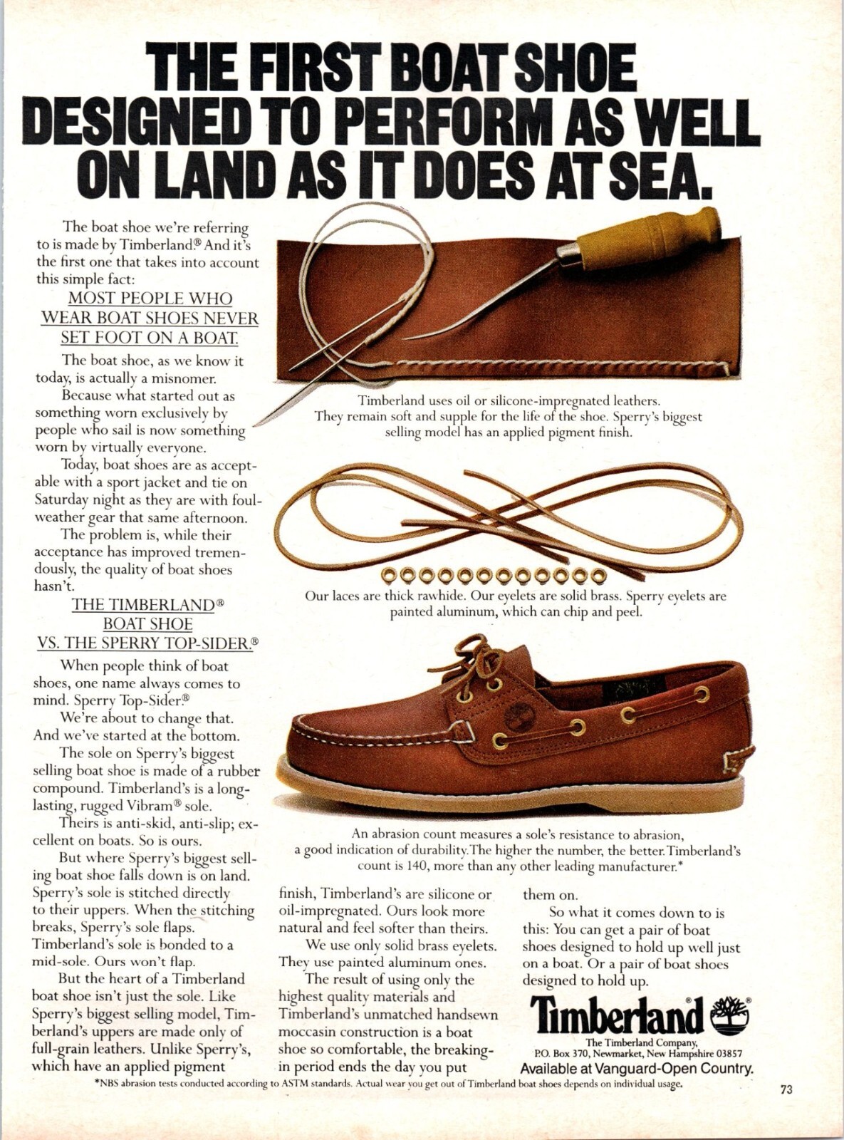 1981 Timberland Leather Boat Shoe Vintage Print Ad 80s Fashion Wall Art
