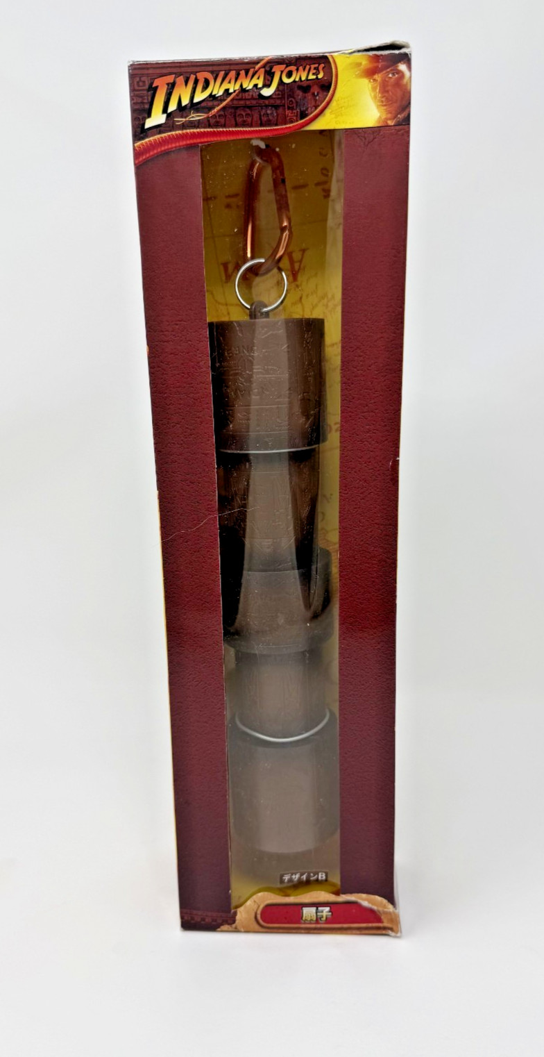 Vintage 2008 TAITO Indiana Jones Folding Fan Bamboo Handle Anime Prize Promo Box