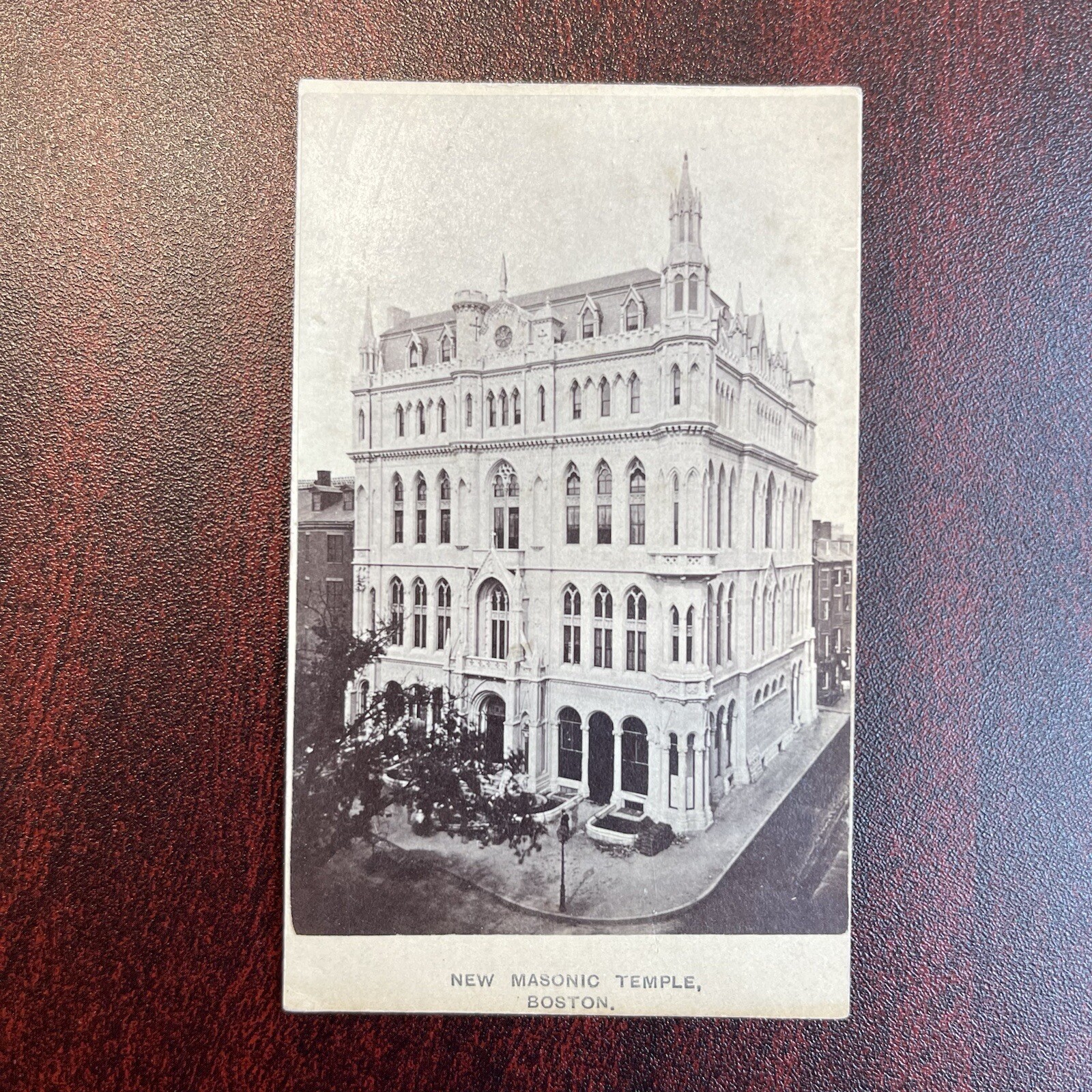 New Masonic Temple Boston Ma Antique Freemason Architecture CDV Photograph New Masonic Temple Boston Ma Antique Freemason Architecture CDV Photograph