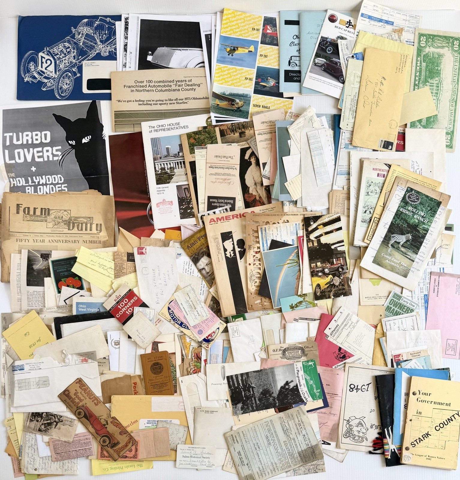 LARGE Lot 6+ Lbs Vintage Ephemera- Receipts, Ohio, Historical, Letters, Etc