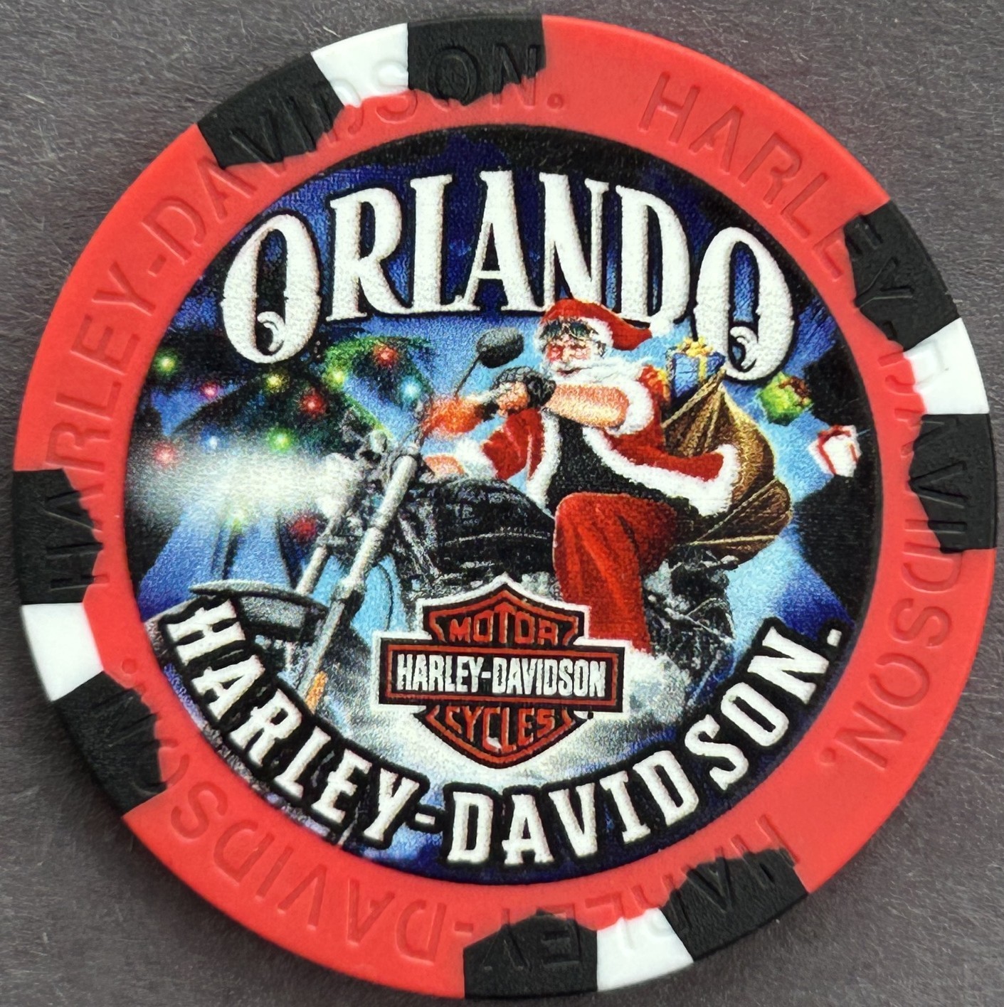Harley Davidson Poker Chip 2018 Christmas from Orlando HD in Orlando, FL SANTA Harley Davidson Poker Chip 2018 Christmas from Orlando HD in Orlando, FL SANTA
