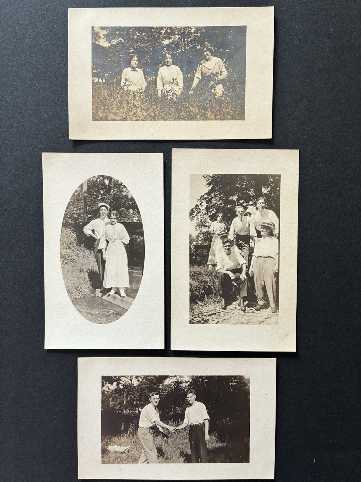 ⁠Lot of 4 Antique 1910’s RPPC Real Photo Postcards- Men, Women, Fashion, Velox⁠