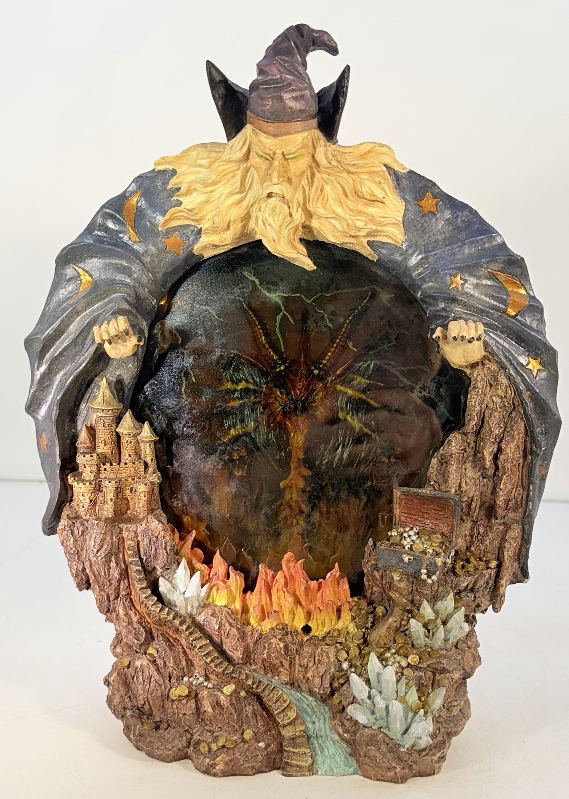 Collectors VINTAGE Sorcerer Wizard Dragon With Light 14” Rare Collectors VINTAGE Sorcerer Wizard Dragon With Light 14” Rare
