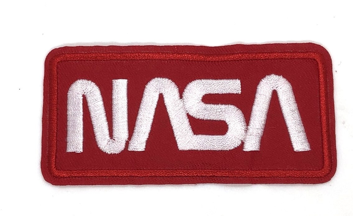 NASA Worm red and white white embroidered Patch iron/sew on  4x1.9 inches p1-4