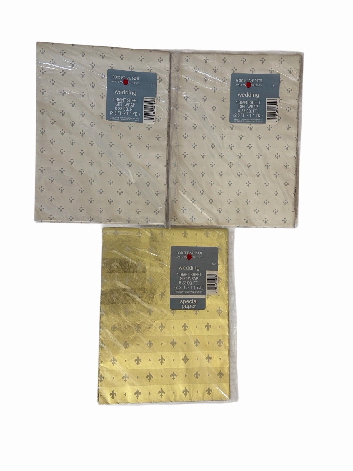 FORGET ME NOT Vintage Gift Wrap LOT American Greetings Wrapping Paper WEDDING